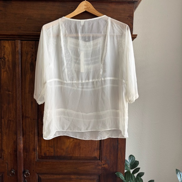 LC Lauren Conrad Sheer Embroidered Ruffle Blouse - Picture 9 of 11